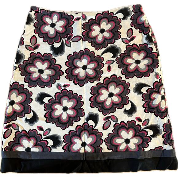 CATO Women's Floral A-Line Knee‎ Length Skirt Multicolor Linen Blend Size 14 - Picture 1 of 5